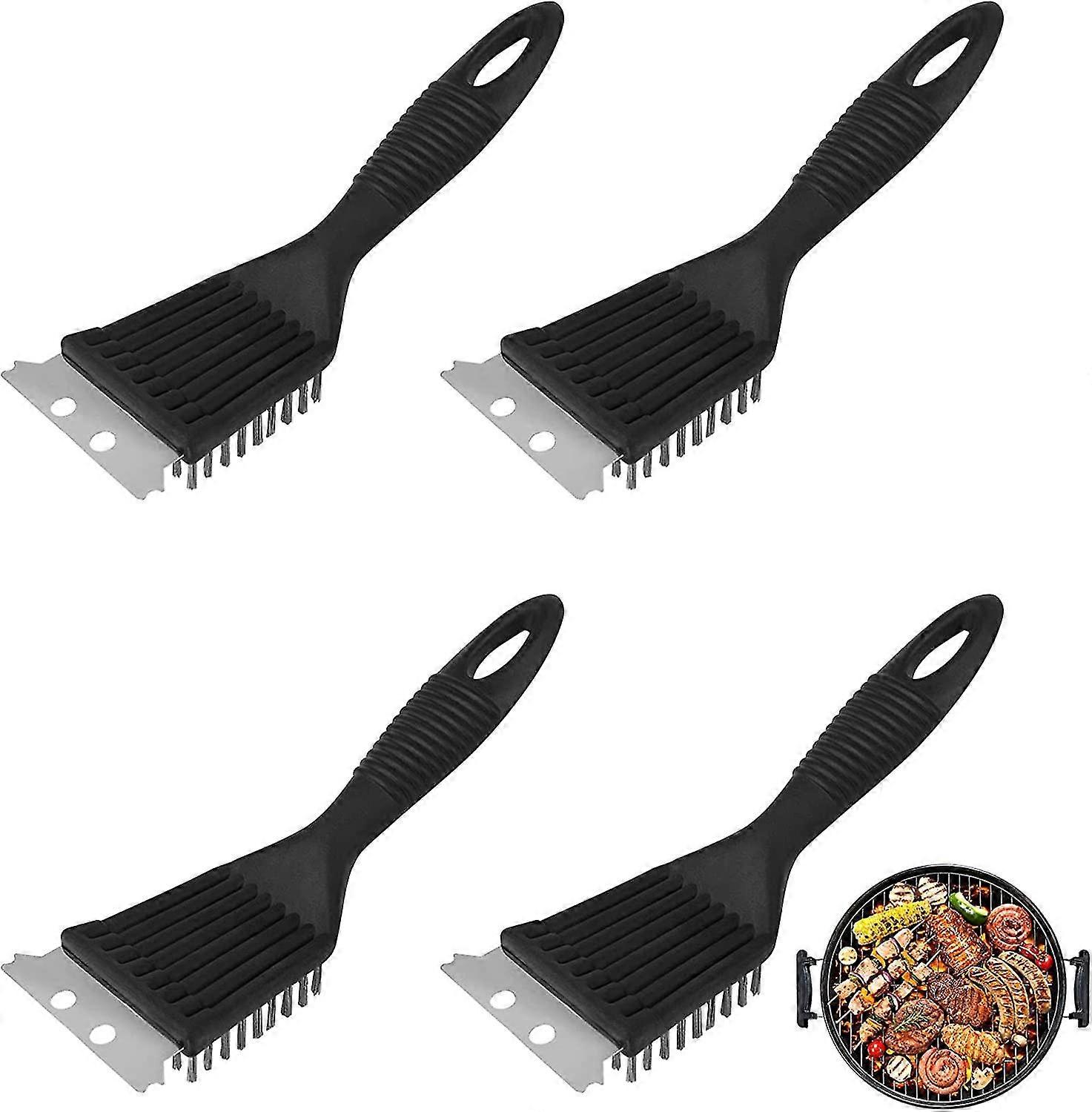 4pcs Wire Grill Cleaning Brush (217cm, Black)