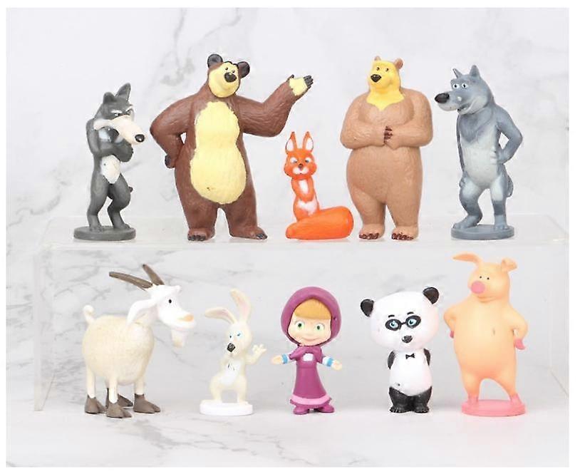 10 Pack Masha and bear figures (3-6CM)