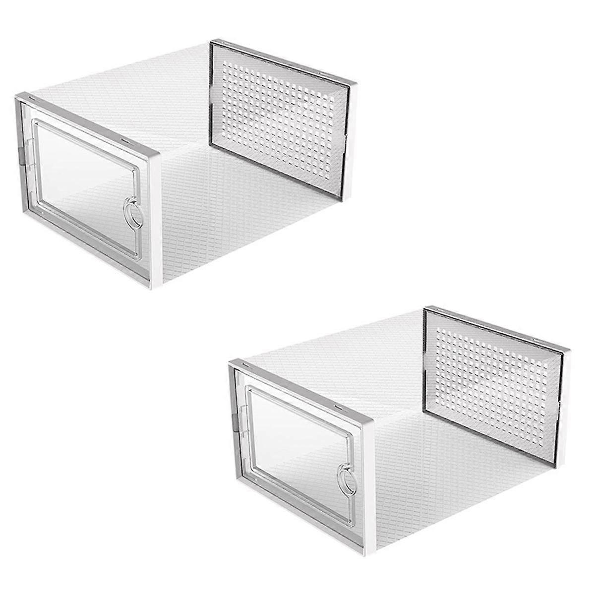 Shoe Storage Box, Clear Transparent Shoe Storage Boxes Hard Plastic Stackable Organiser Containers