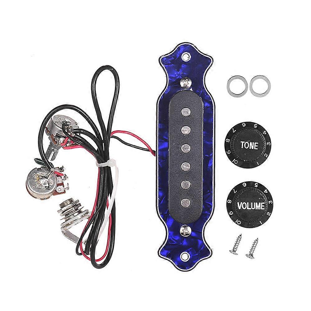 Blue Pearl Shell 6-String Sound Hole Magnetic Pickup with Tone Volume Controller for Folk Acoustic Electric Guitar