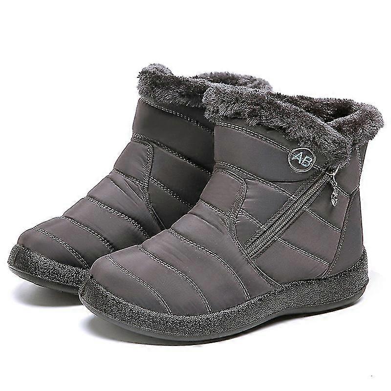 No-slip Winter Lightweight Thick Fur Ankle Waterproof Zipper Boots For Women