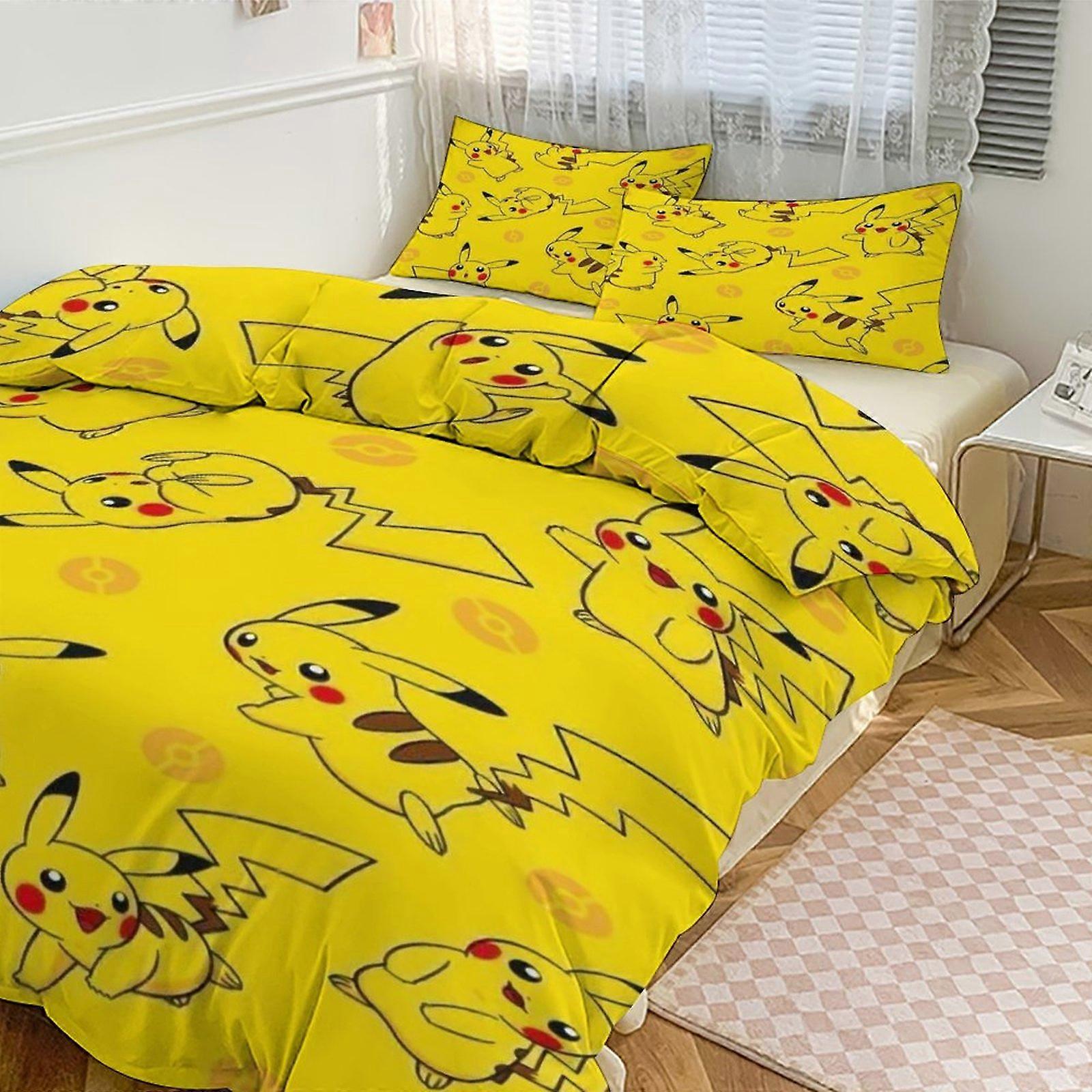 ملاءات السرير g272 طقم مفروشات طباعة Pik_achu نمط لحاف كوف طقم 3 قطع 1 غطاء لحاف و 2 كيس وسادة للنساء والرجال والمراهقين tq272 ملاءات سرير