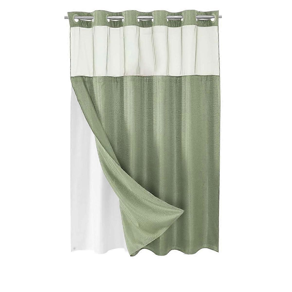 No Hook Waffle-Weave Shower Curtain with Snap-in Fabric Liner Set for Bathroom, Hotel Style with Me