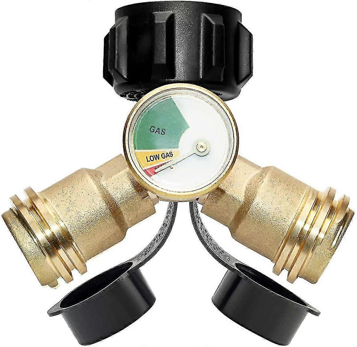 Barsinfi Splitter, Propane Tank Y Splitter Adapter, With Instrument, 2-way Lpg Adapter Tee Joint