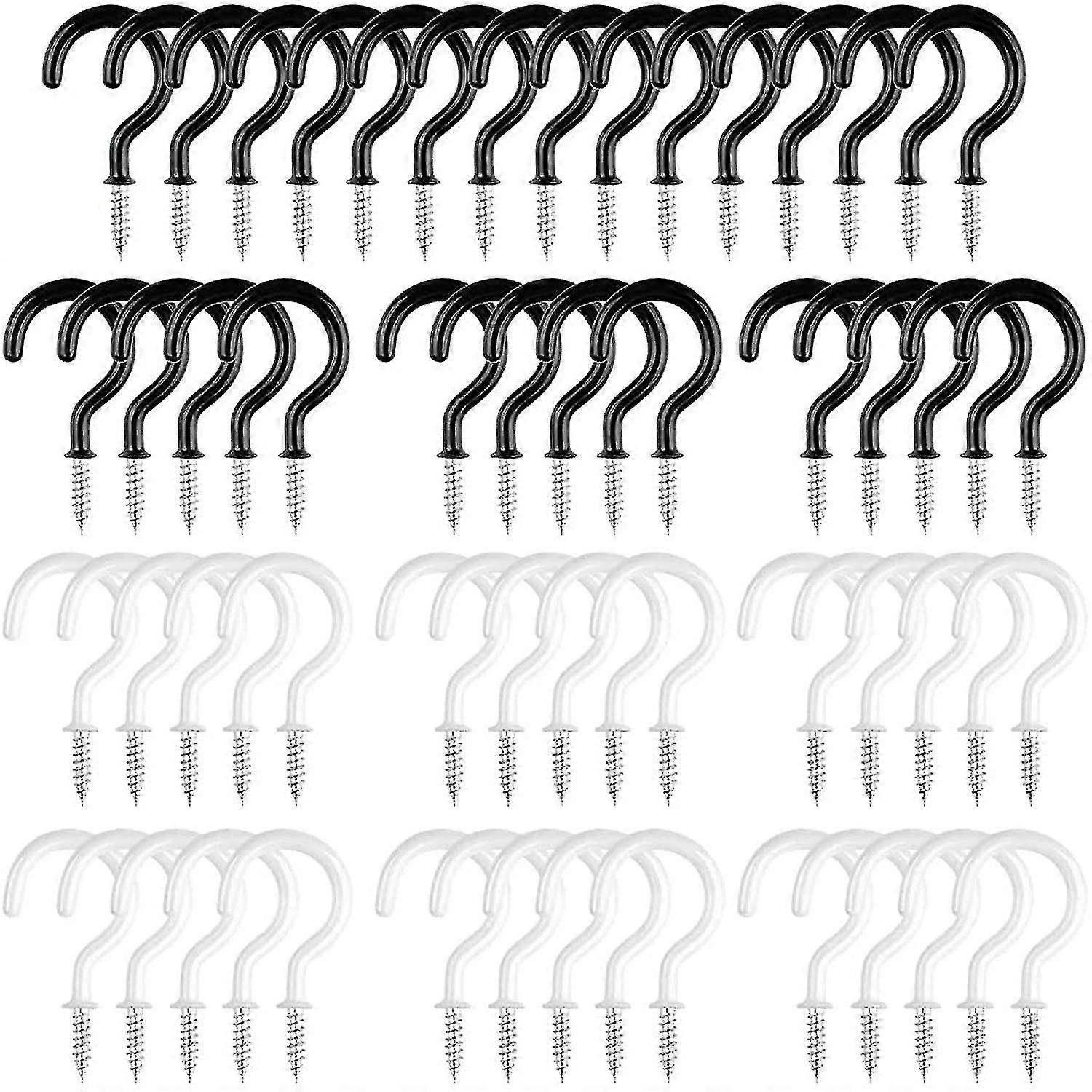 60 Pack Plastic Screw Hooks For Hanging Cup, Cabinet, Shelf