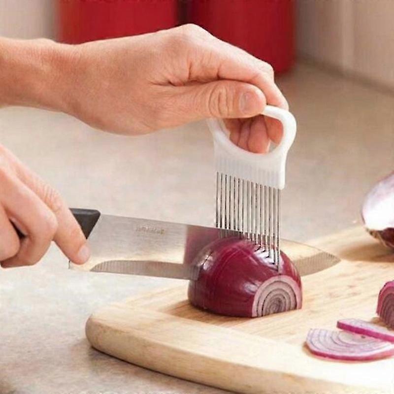 Onion Vegetable Slicer Slicing Tomato Onion Vegetable Slicer Slicing Aid Holder Guide Slicing Cutter Safe Fork Onion Cutter