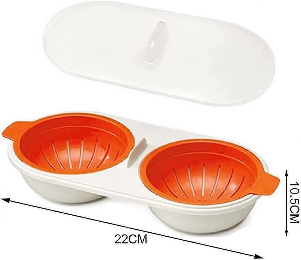 Microwave Egg Poachers, Draining Double Cup Egg Boiler, Portable Non-stick Two Hole Food Grade Egg Boiler Poached Egg Gadget Fast Egg Steamer Cooking