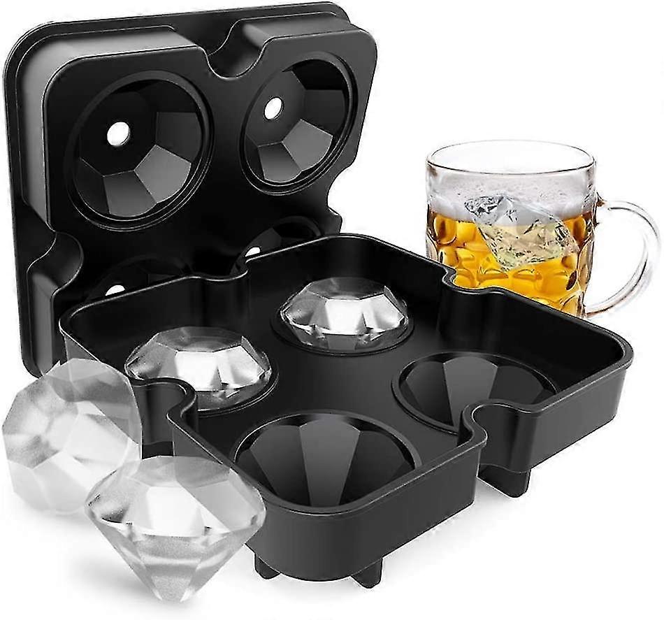 Ice Cube Trays, Acsergery 4 Grids Diamond Shaped Ice Cube Molds Flexible Silicone Diy Gift