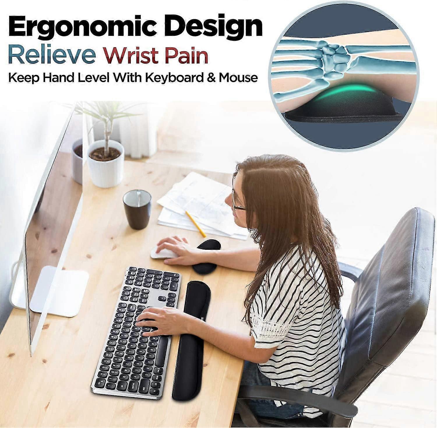 Upgrade Zoom Gel Memory Foam Set Keyboard Wrist Rest Pad Mouse Wrist Pad