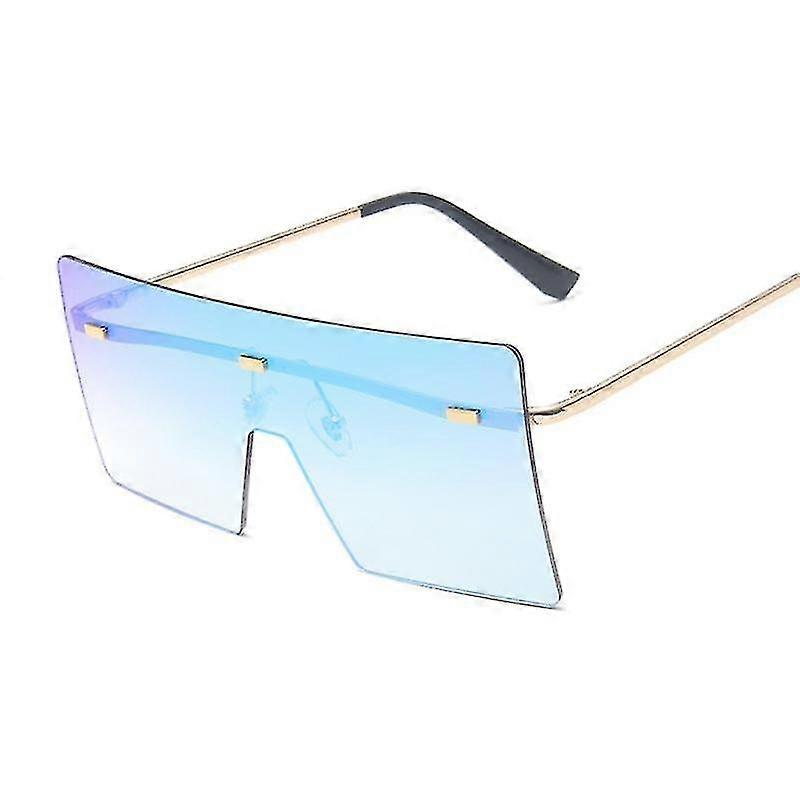 Fashion Oversized Rimless Sunglasses Women Luxury Brand Square Sun Glasses Vintage One-piece Big Frame Mirror Oculos De Sol