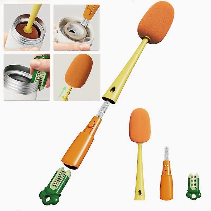 3 in 1 Multifunctional Cleaning Brush with Detachable Long Handle, Cup Lid Cleaning Brush Set, Bottle
