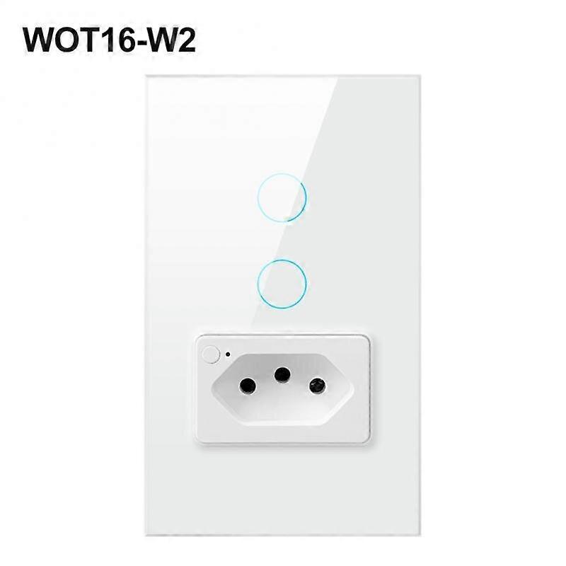 Aubess Tuya WiFi Switch & Socket Brazil Standard 4X2 Glass Panel 1/2 Buttons