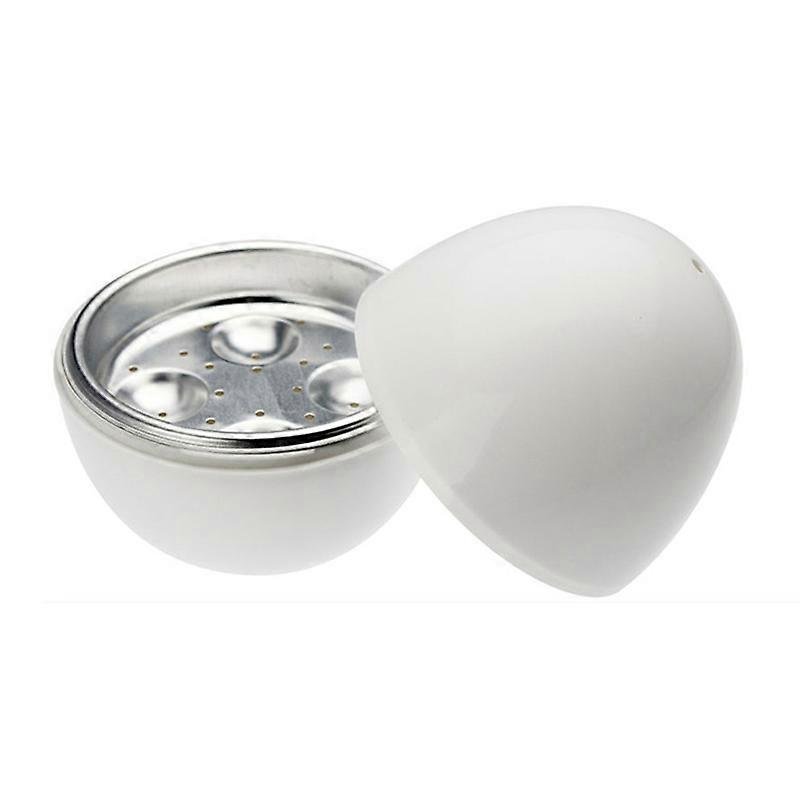 Egg Steamer Practical 4 Eggs Capacity Egg-shaped Simple White Microwave Egg Boiler for Breakfast KAESI