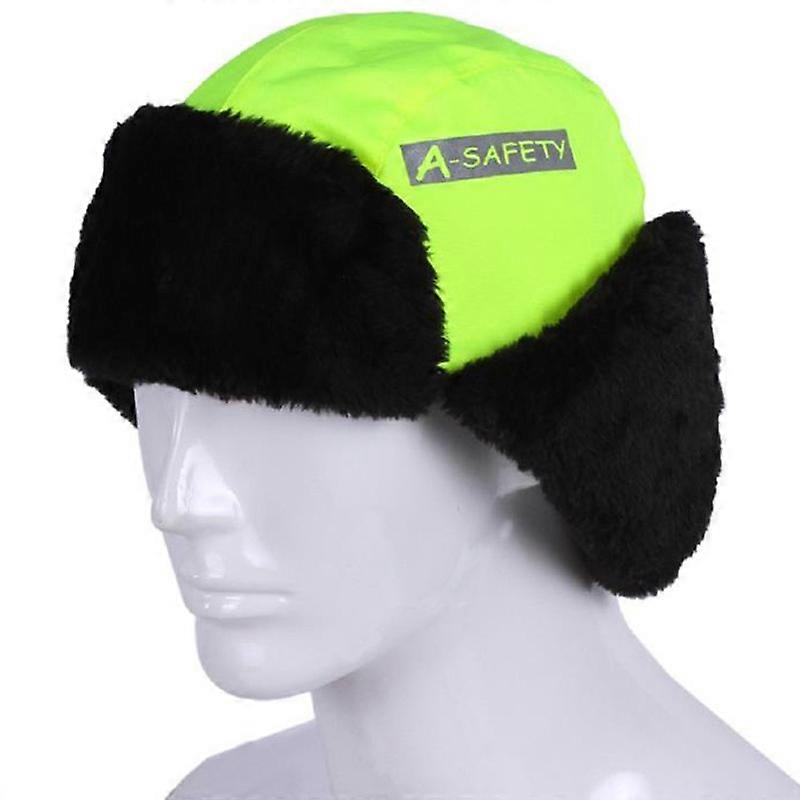 Hi Vis Safety Work Fleece Lined Cap High Visibility Winter Reflective Earflap Hat