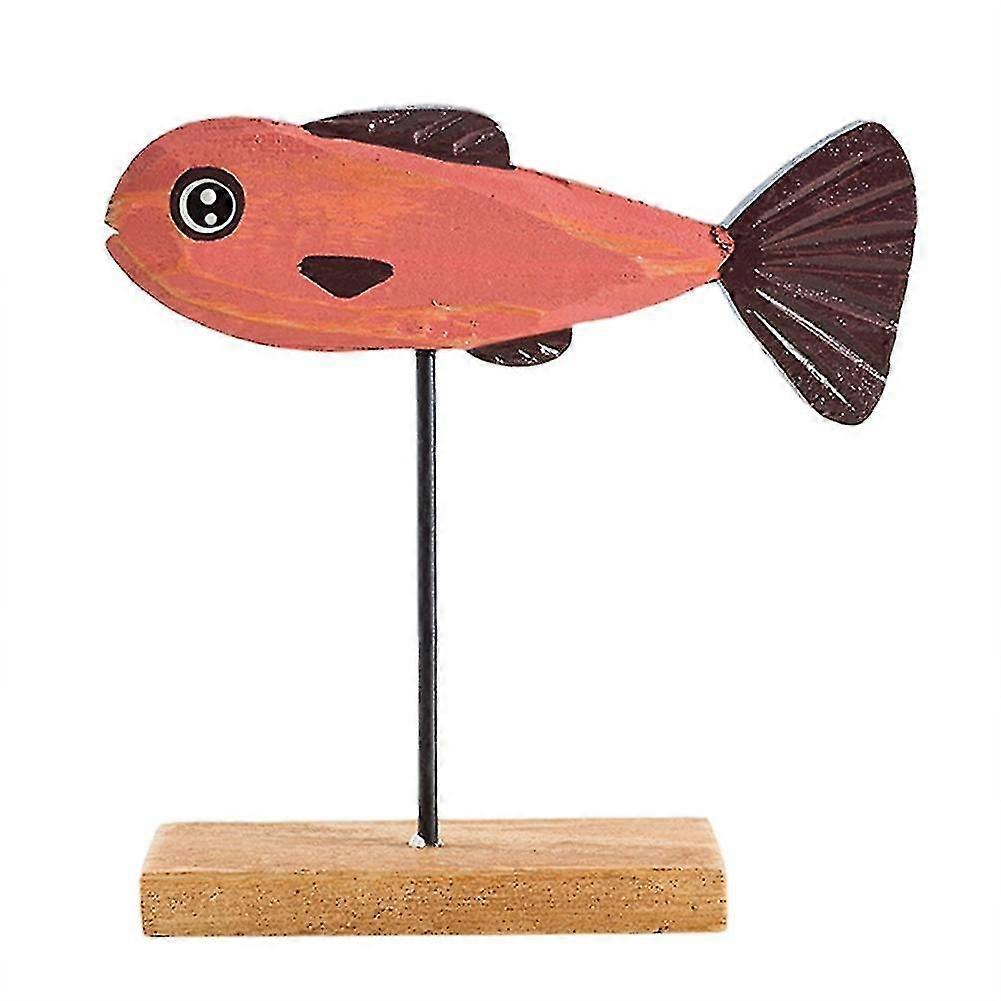 Nautical Theme Wooden Seafish With Stand Base Animal Table Decor-e