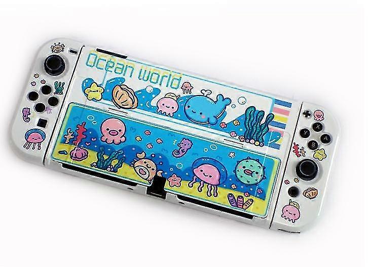 Cartoon Sea Creature Nintendo Switch Oled Protector Shell Accesorios Split Hard Handle Cover Case