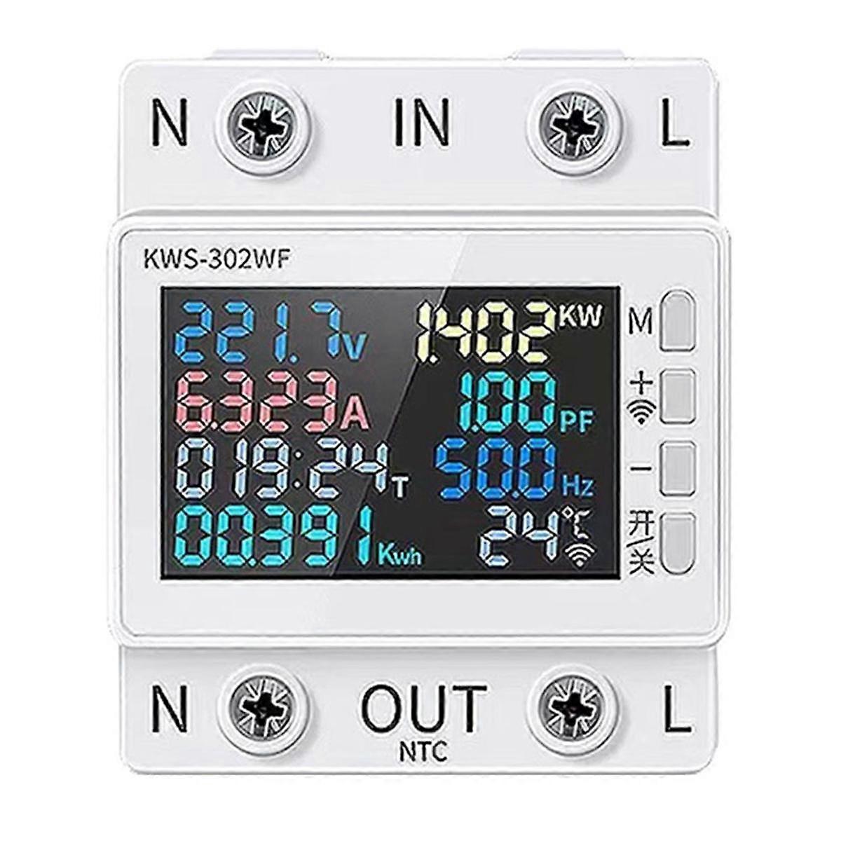Tuya WiFi Power Meter Color Screen 2P Multifunction AC Energy Meter Mobilephone Remotely APP Contro