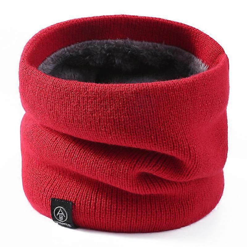 Winter Double-Layer Neck Warmer Knit Fleece Lined Circle Loop Scarves
