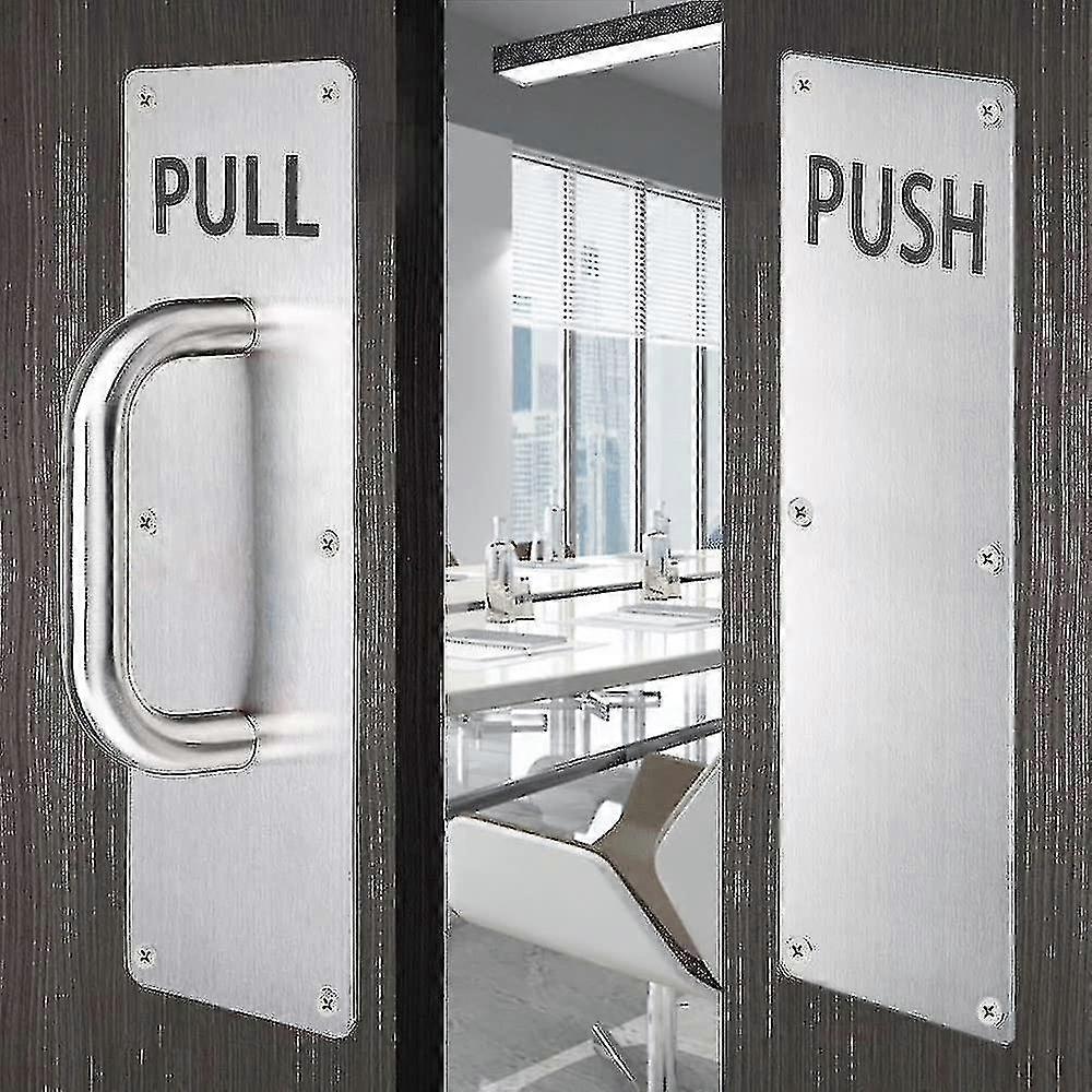 الفولاذ المقاوم للصدأ مقبض الباب سحب ودفع لوحة مع المضادة لبصمات الأصابع / الفضة الثقيلة مناسبة ل