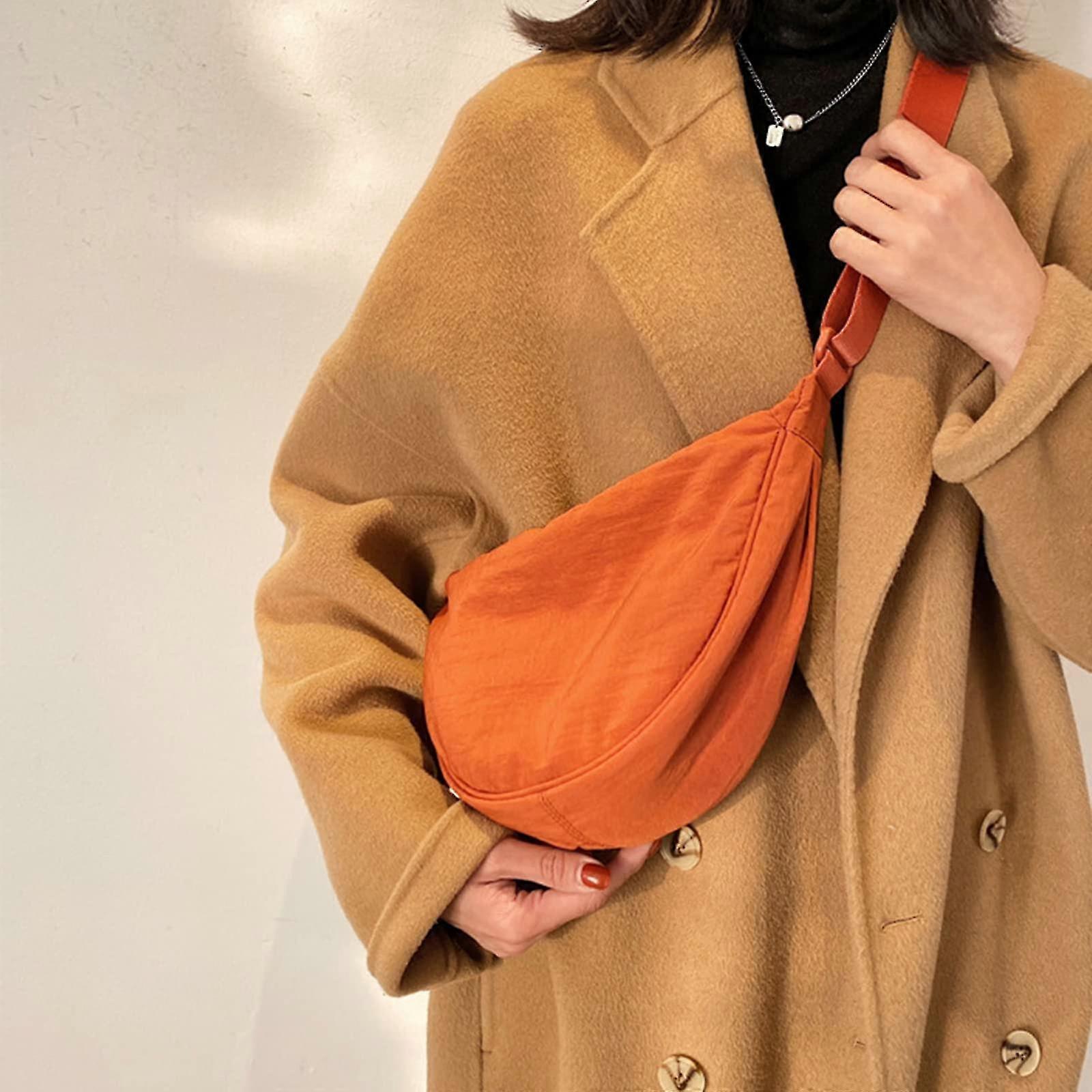 Crescent Bag For Women - Nylon Dumpling Bags Portable Bag With Adjustable Strap Solid Color Chest Bag Messenger Shoulder Bag
