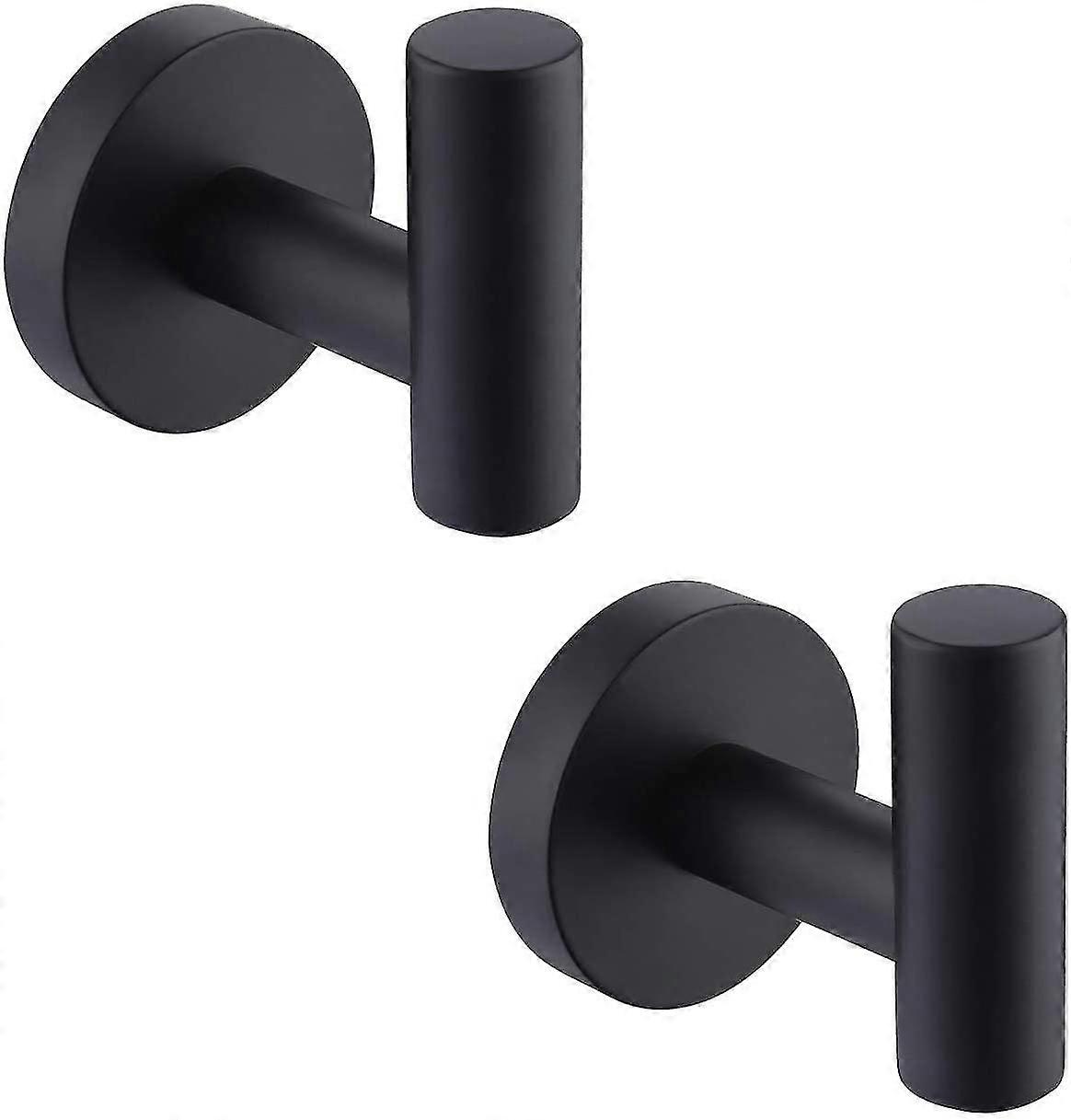 Bathroom Black Coat Hook Coat Hook Round Wall Hook Black Matte 2 Pieces C