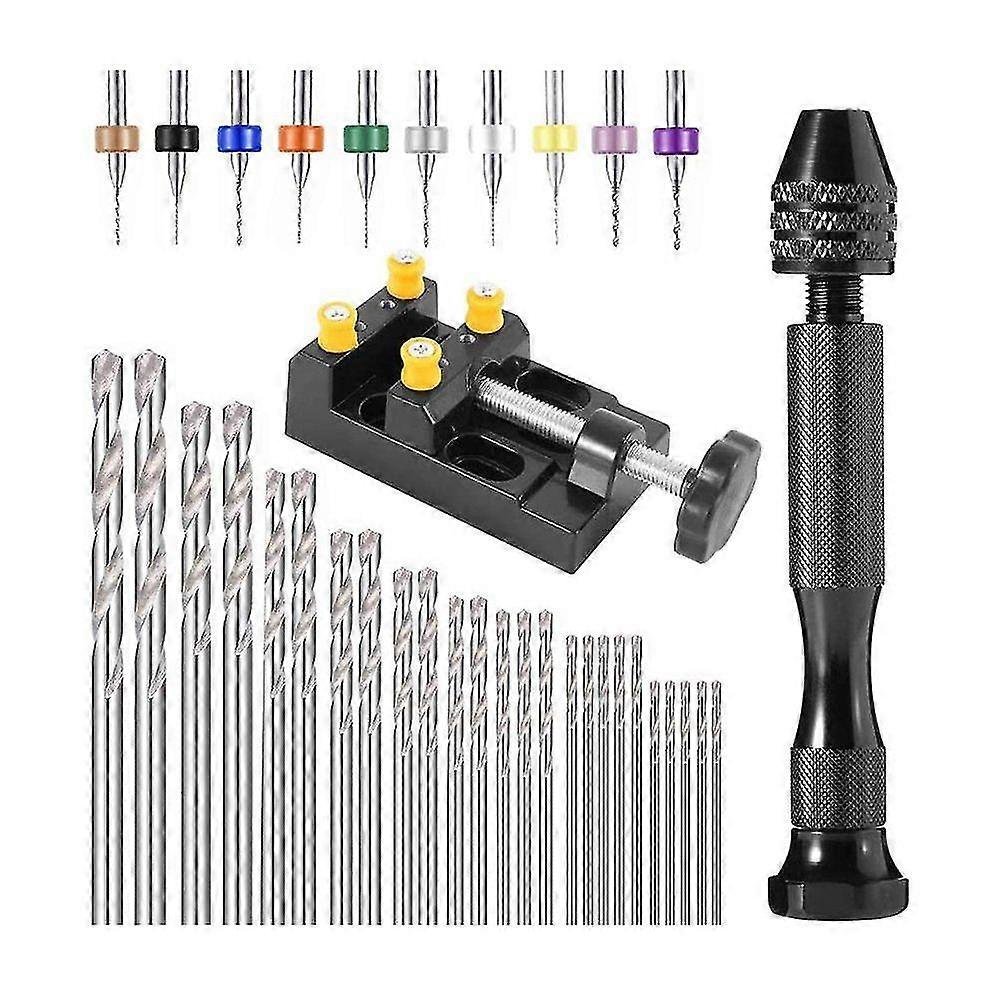 37-Piece Hand Drill Set Includes Vise Hand Drill With Mini Drill Bits, Twist Drill Bits And Vise Vise For Crafting