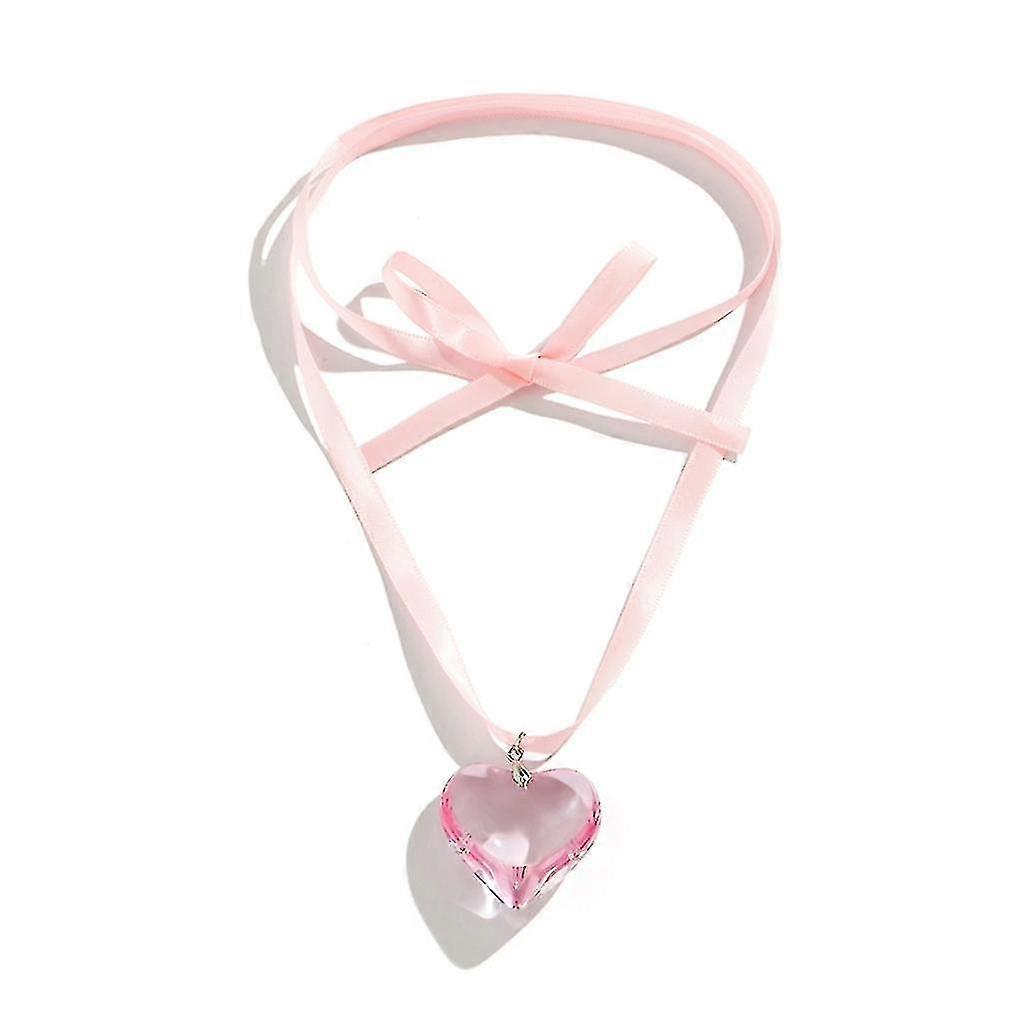 Big Heart pandantiv colier Boho înnodate Bowknot silk Ribbon lanț reglabil