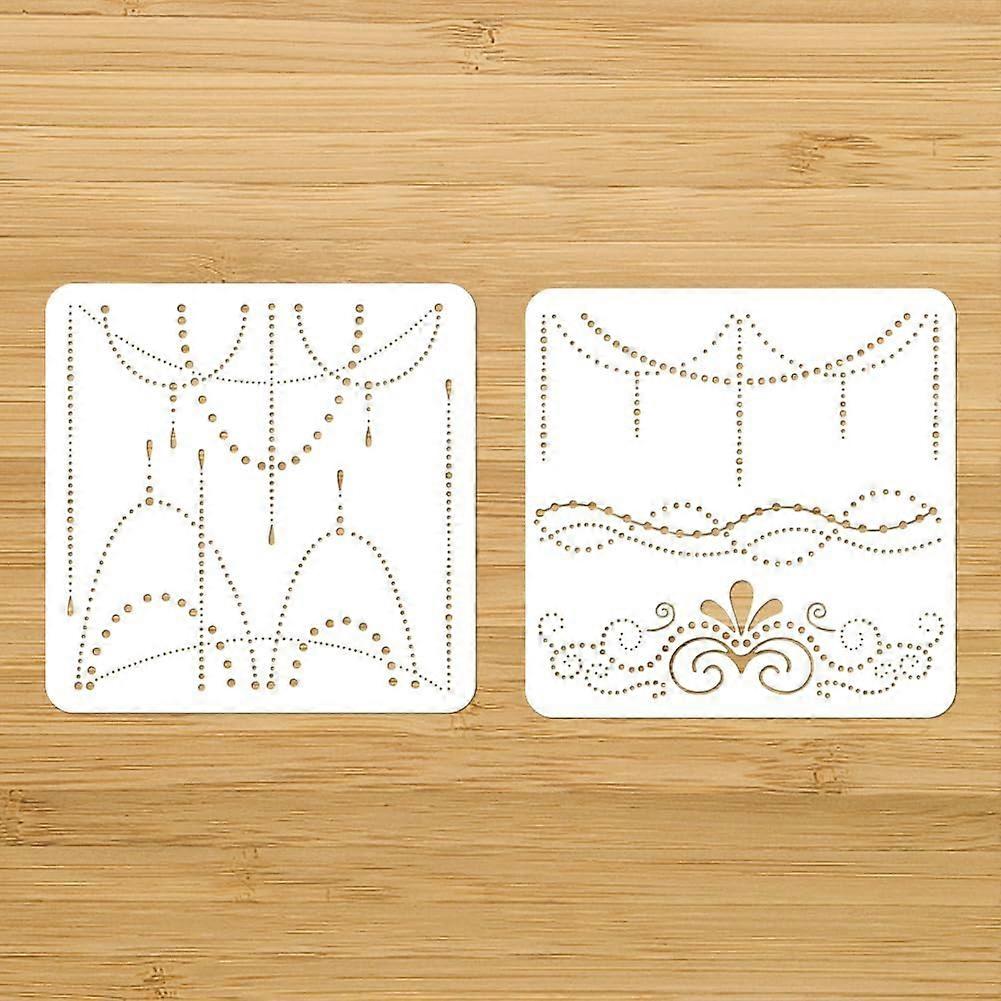 2 Pcs 2 Styles Dot Chain Painting Stencils 11.81x11.81 Inch Reusable Craft Stencils Hollow Out Drawing Painting Template for Painting on Wood Fabric P