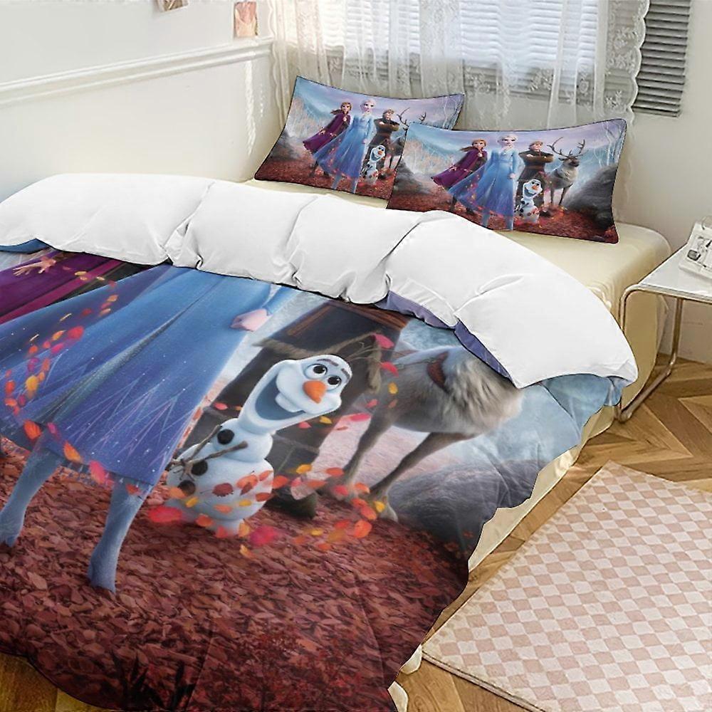 Bedding set NK3 Frozen 3-Piece Bedding Set Soft Warm And Comfortable Bed Set with 1 Duvet Cover And 2 Pillowcases Bed Sheets PC3