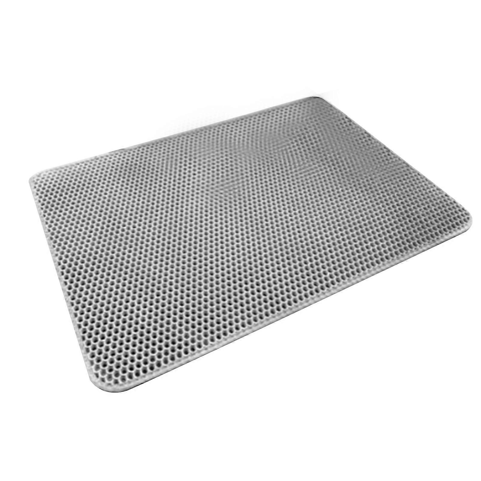 Cat Litter Mat Waterproof Double Layer Foldable Spill Proof Kitten Litter Trapping Mat for Indoor Grey