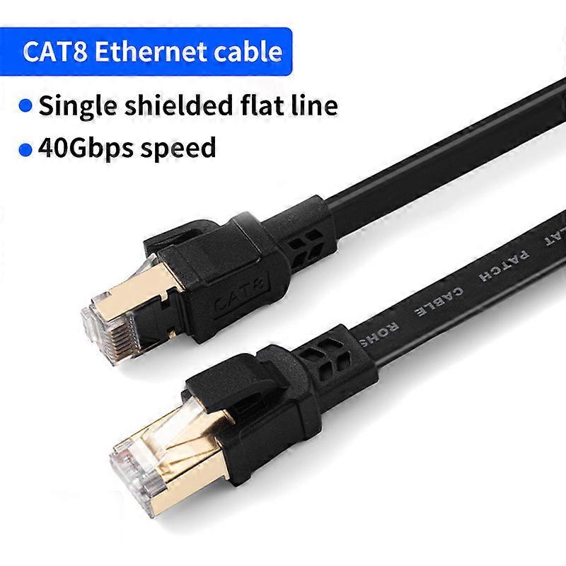 High Speed CAT8 Network Cable - 40Gbps Transmission, 2000Hz Bandwidth, Dual Shielded, Pure Copper, 26AWG8 Core Twisted Wire, Ideal for Computer Broadb