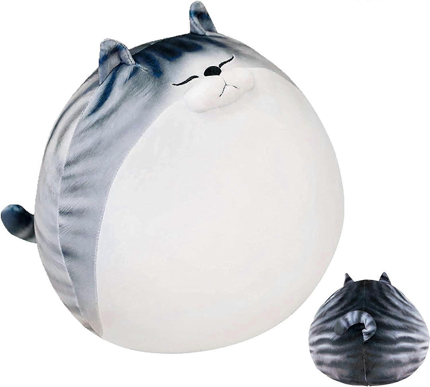 Cute chubby cat plush pillow, stuffed animal striped tabby cat plush toy