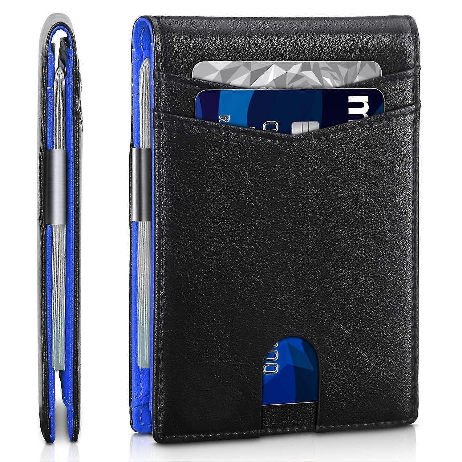 Ultra Fine Anti-Theft Leather Wallet for Men, RFID-Blocking, Slim Design, Multiple Card Slots, Black Color