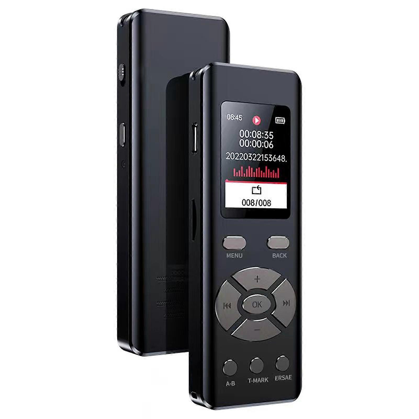 Intelligent Noise Reduction Voice Recorder with Microphone High-fidelity A-B Loop Playback MP3 2-Channel Type-C USB2.0 Stereo Recording Digital Audio