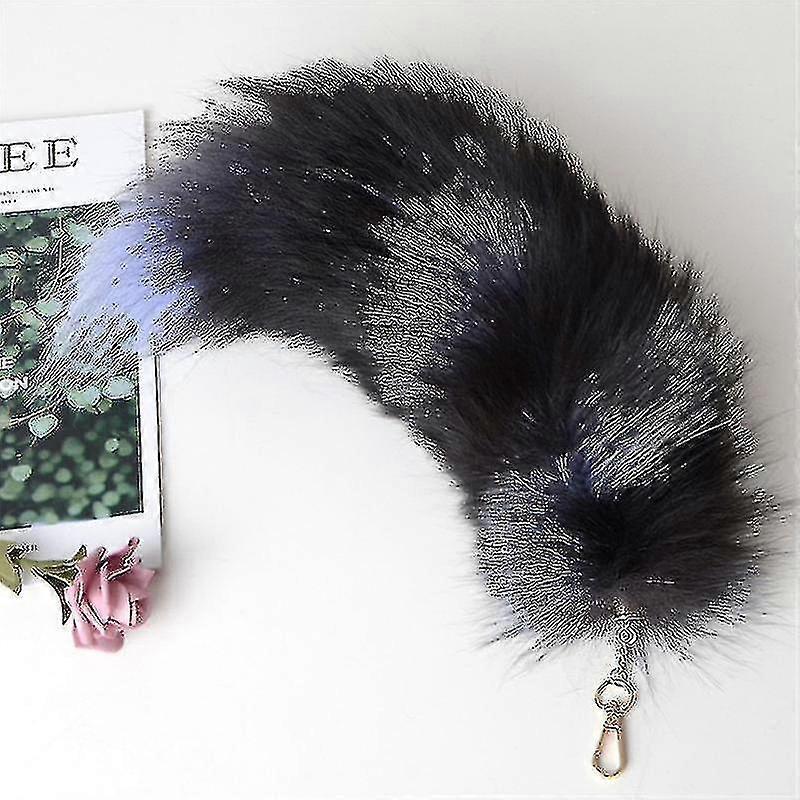 45cm Fox Tails Fluffy Real Furry Tail Keychain Handbag Accessories Hanging Hook Key Chain Ring Hook Tassels-ZZY