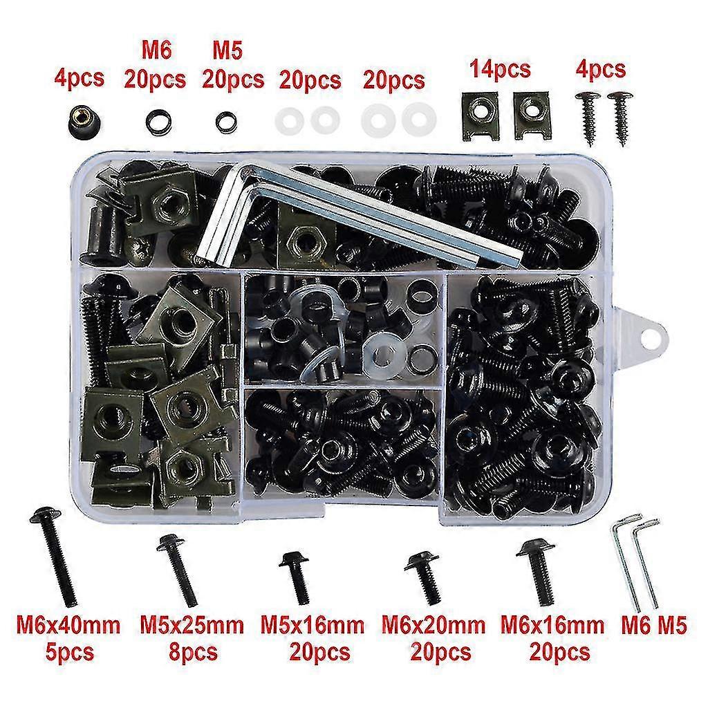 Kit de boulons de carénage en alliage CNC M6 M5, 177 pièces/ensemble, vis et écrous de carrosserie pour moto