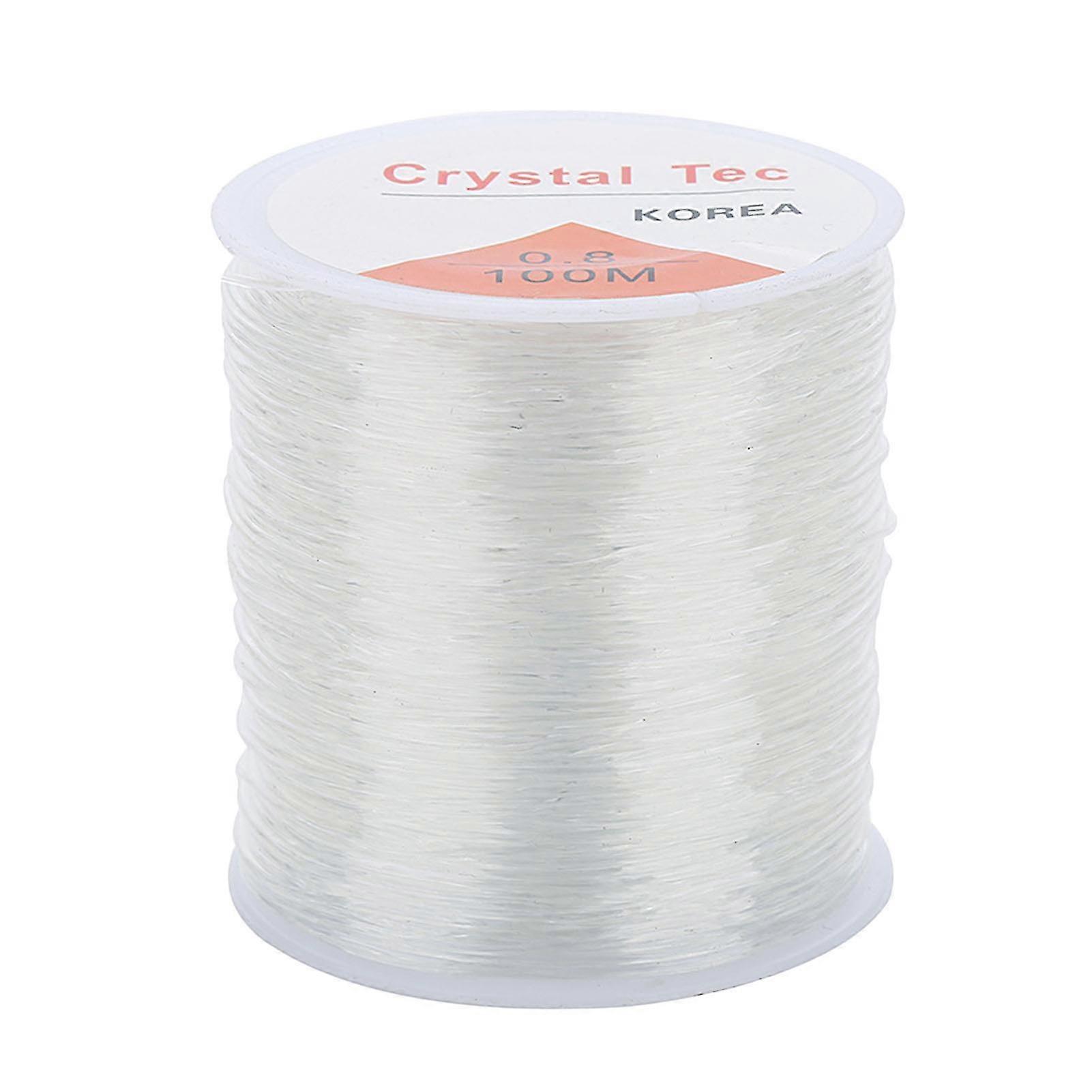 Clear Crystal Elastic Fiber Bead String for DIY Jewelry Making - 109yd Long - 0.03in Diameter