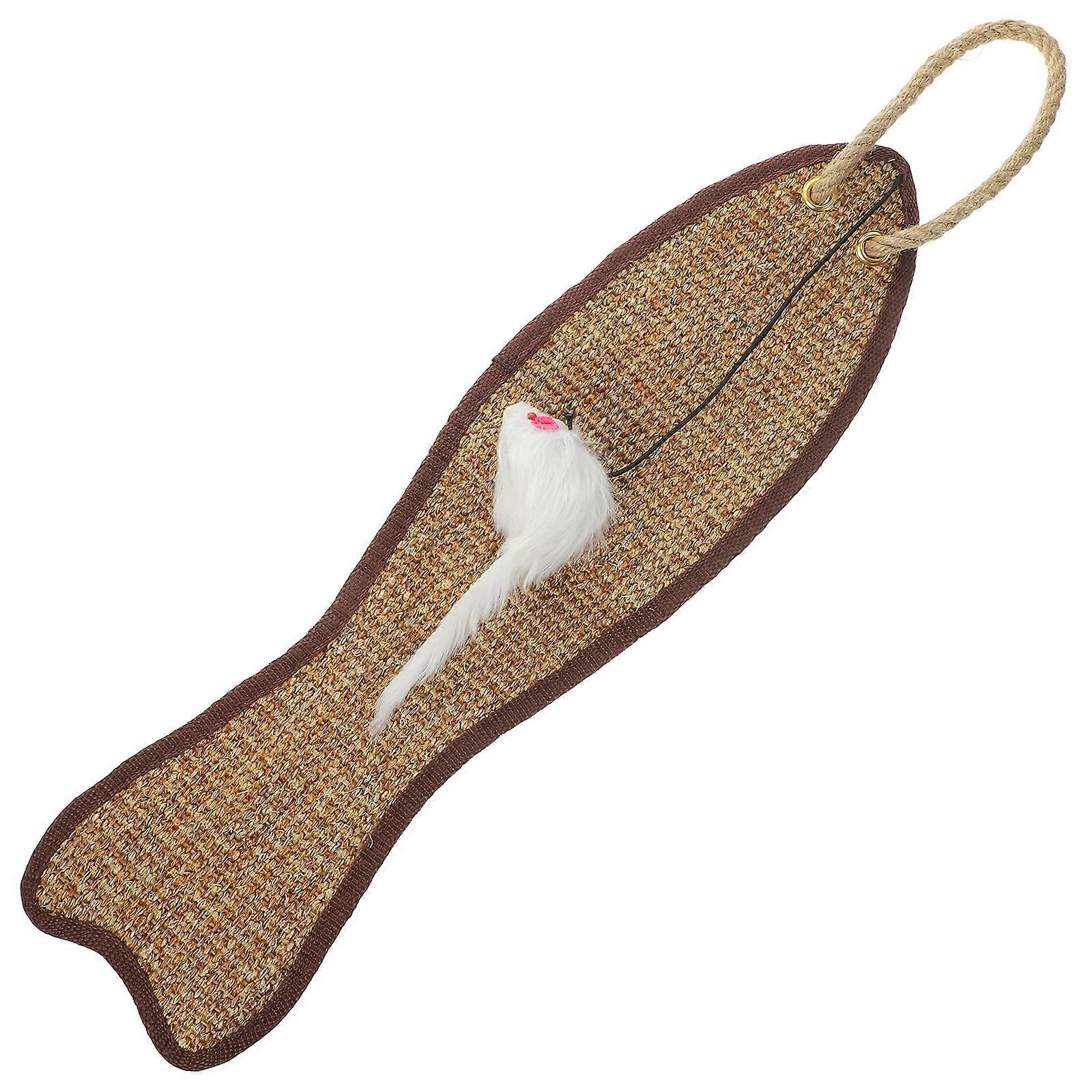 1Pc Fish Shaped Sisal Pad Cat Scratching Mat Protective Hanging Pad Random Color