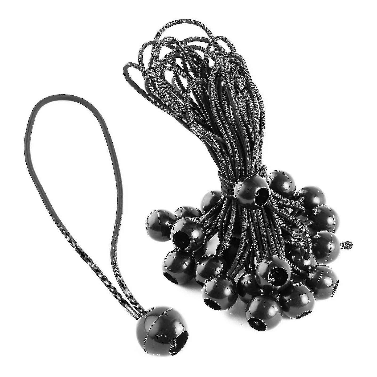 Ball Elastic Cord, Black Elastic Cord Strap For Tarps, Tent, Camping, 20 Pieces