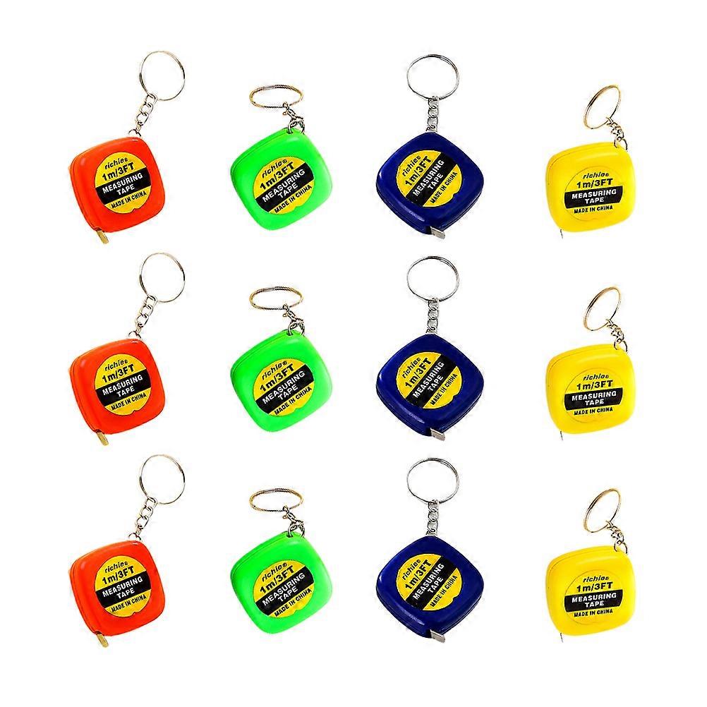 24PCS Small Retractable Tape Measure Pendant Portable Square High Precision Tape Measure with Key Ring (Assorted Color)