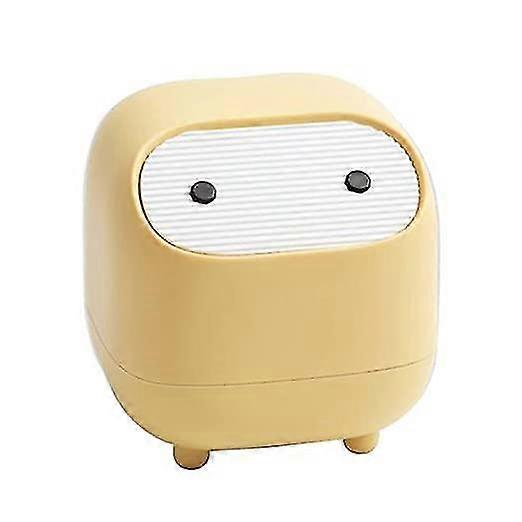 Cute Mini Ninja Desktop Trash Can Double Press Trash Can With Lid Suitable For Multi-scene Trash Can (yellow)-MXBC