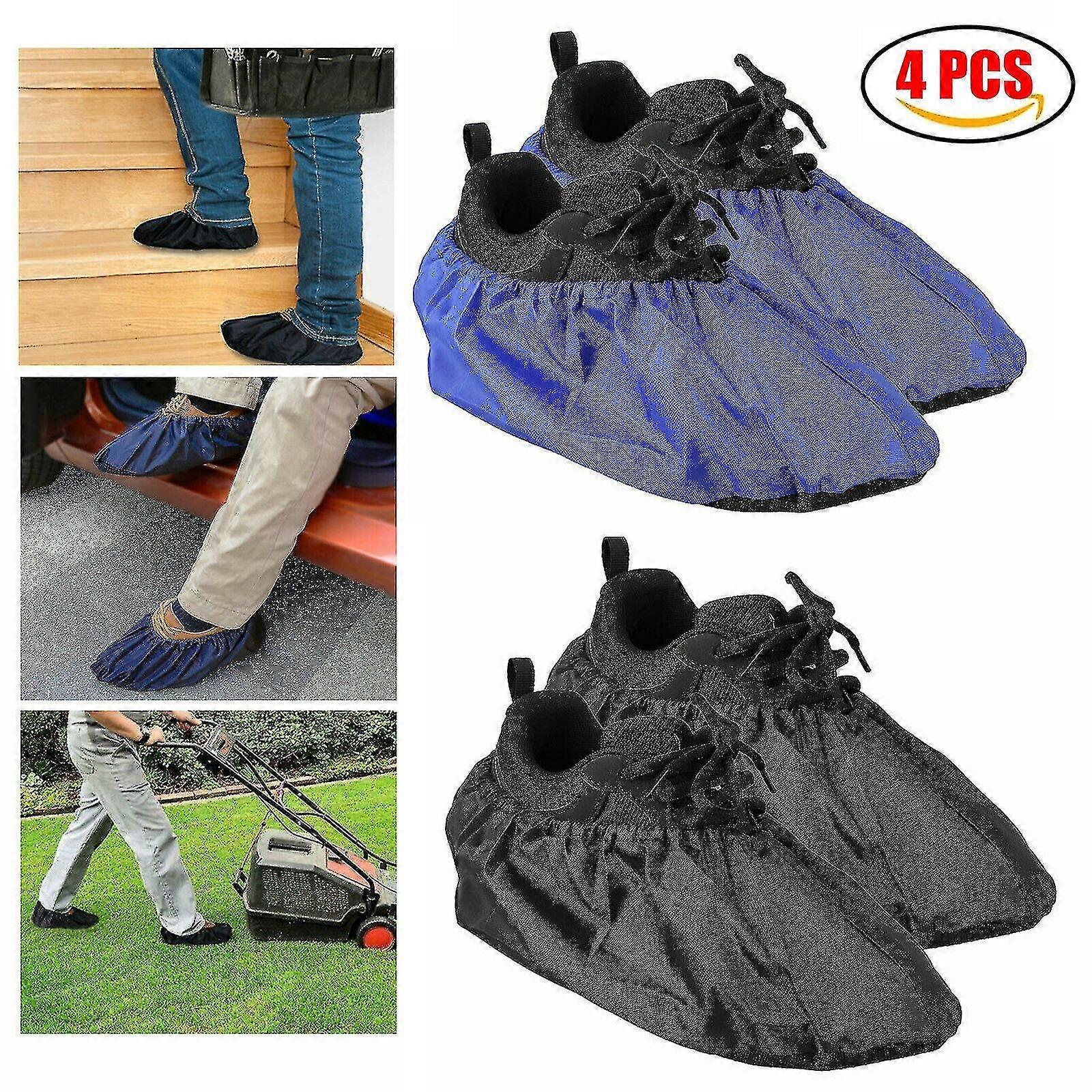 Waterproof Shoe Covers Washable Reusable Non Slip Overshoes Booties 2 Pairs
