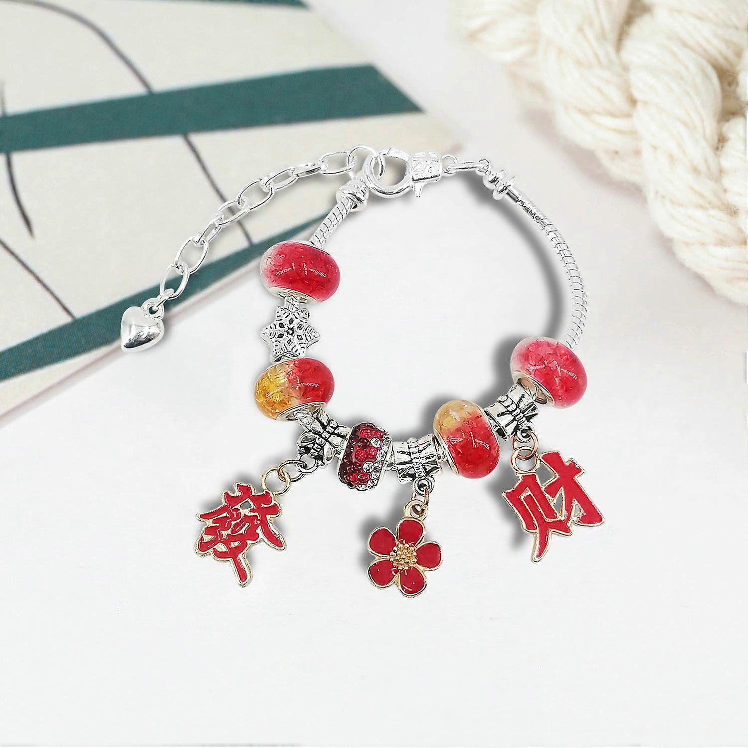 2023 Hot small pendant bracelet Red beaded flower gradient crystal beaded bracelet Advent calendar