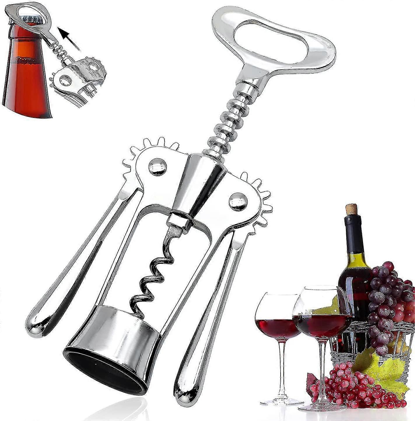 Multifunctional Winged Corkscrew, Chrome-plated Cap Lifter For Wine Bottles