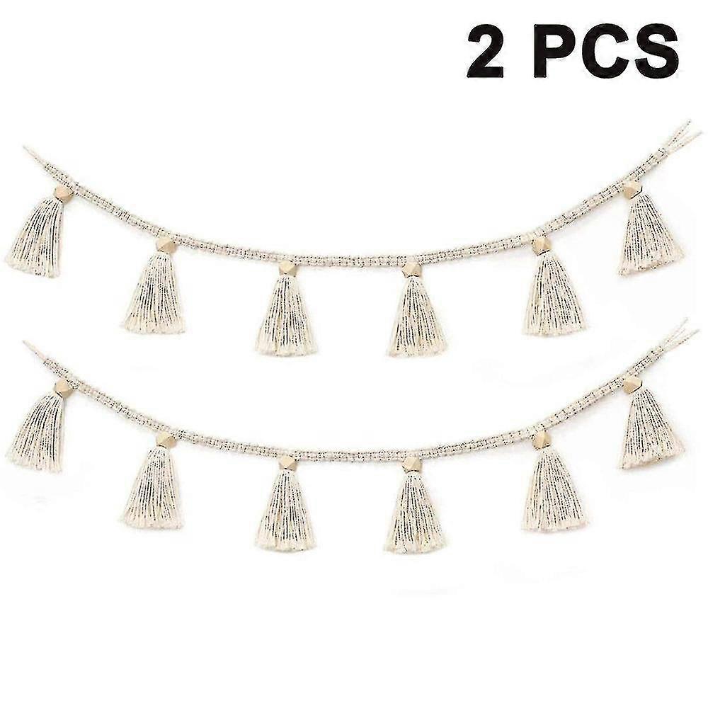 2pcs Macrame τοίχος κρεμώντας ταπισερί περιθωριακή διακόσμηση τοίχων βαμβακιού βαμβακιού σημαδιών για τη διακόσμηση σπιτιών Boho, διακόσμηση δωματίων παιδιών