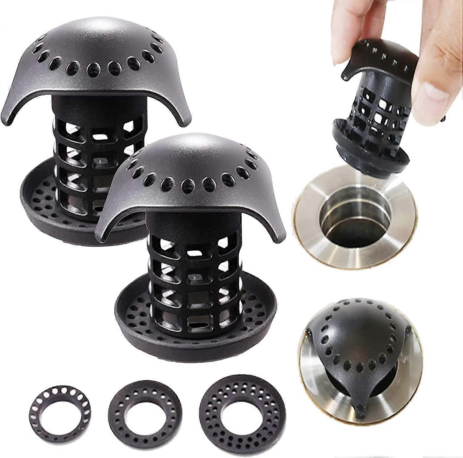 2 stuks afvoer haarvanger, badkuip haarvanger, douche badkuip afvoer, haarfilter (zwart) (4-D-W)