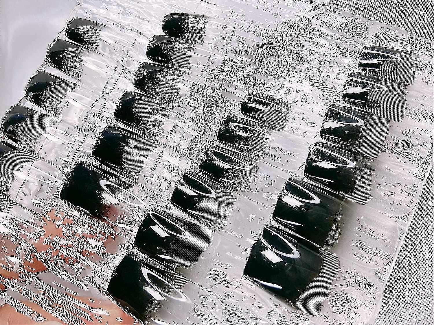 72 Pieces Rectangular Fake Nails Gradient French Nail Set Natural Gloss Full Coverage Pressed