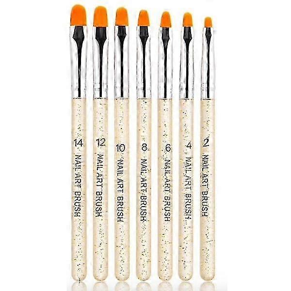 7 pcs Acrylic Nail Brushes, Gold
