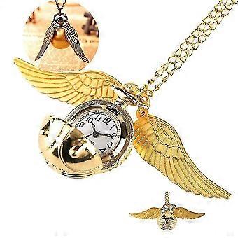 3D Harry Potter Snitch Pocket Watch - Winged Necklace for Fans