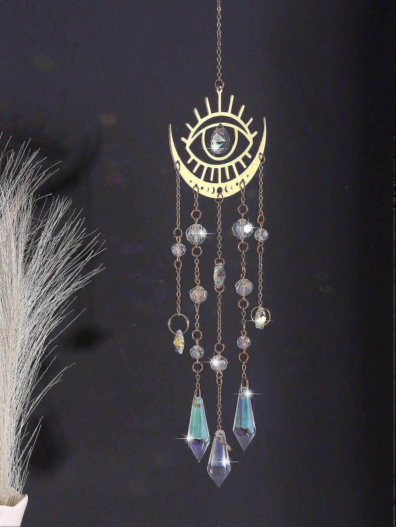 1 قطعة الذهبي لهب القمر الكريستال قلادة ضوء الشمس الماسك في الهواء الطلق حديقة AB لون معلقة زخرفة الديكور ، هالوين ، مخيف ، الخريف ، عطلة ، مهرجان